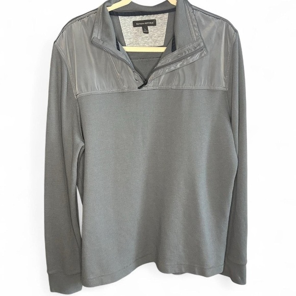 Banana Republic 1/4 Zip Gray Thermal Pullover – Men’s Size L - Picture 1 of 7